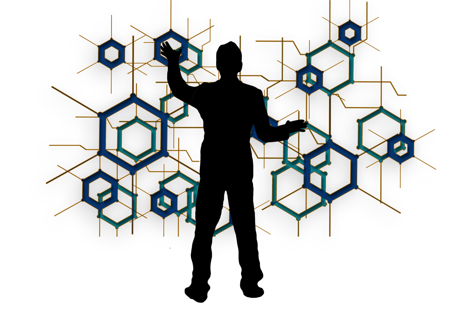 Silueta con hexágonos