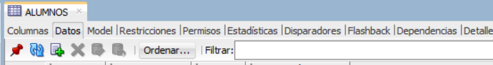 Pestañas y botones de pestaña Datos.