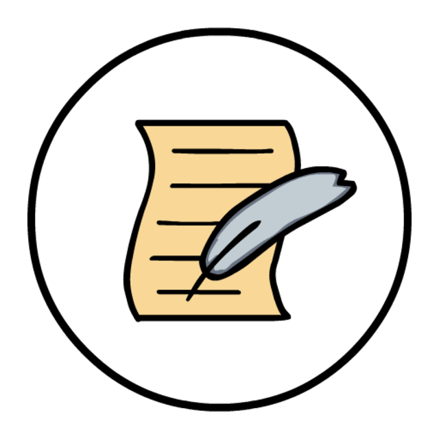 Icono con pluma y papel