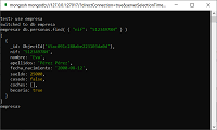 Consola de MongoDB con el resultado de una consulta