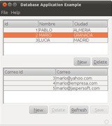 Captura de pantalla que muestra la manera diseñar  un base de datos sencilla utilizando NetBeans e incluyendo, además de nombre y ciudad, las direcciones de correo electrónico.