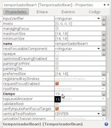 Captura de pantalla de la lista de propiedades del proyecto del temporizador  en NetBeans. 
