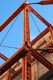 Estructura metálica dónde se destacan los nodos de unión de las piezas.