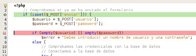 Captura de pantalla de la aplicación NetBeans en la que se muestra un punto de interrupción.