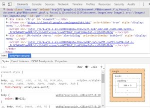Inspector de Chrome donde se muestra una de las pestañas