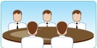 Ilustración que muestra un conjunto de personas alrededor de una mesa.