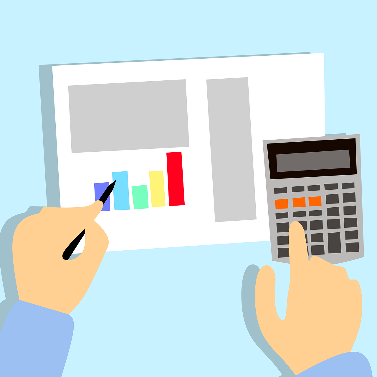 calculadora y papeles