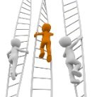 Dos personas subiendo unas escaleras