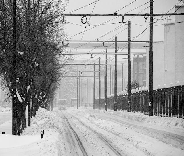Vías en la nieve
