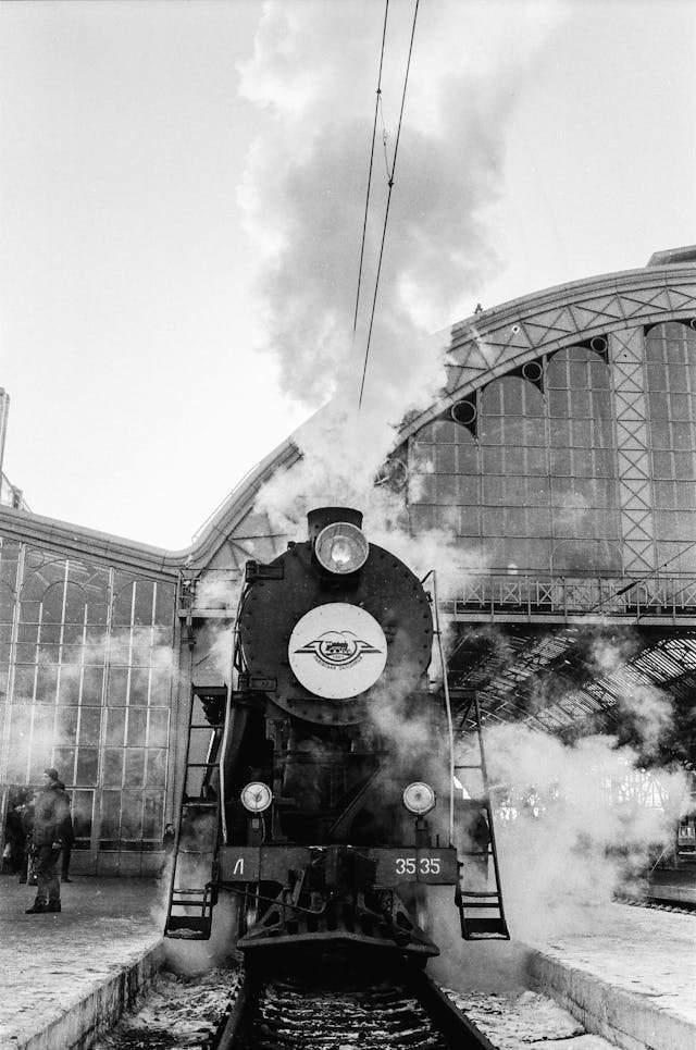 Tren en blanco y negro.