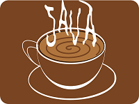 Ilustración de una taza de café humeando la palabra Java