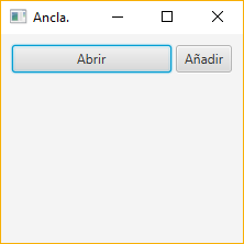 Ventana con dos botones: uno de abrir y otro de añadir.