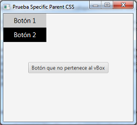 Ventana con css específica desde el padre, mostrando tres botones.