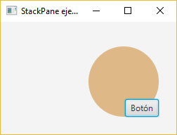 Ventana con un círculo relleno de color beige y encima un botón.