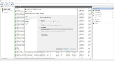 Cuadro de diálogo para la configuración avanzada, segunda pantalla de creación de reglas de conexión con el Firewall de Windows.
