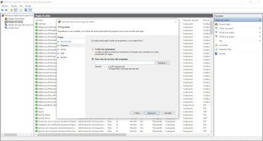 Cuadro de diálogo para la configuración avanzada, tercera pantalla de creación de reglas de conexión con el Firewall de Windows.