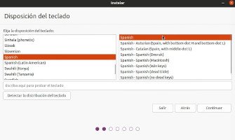 Pantalla donde se indica el teclado del sistema