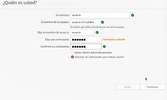 Formulario de alta de un usuario del sistema