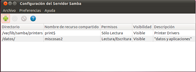 Configuración del servidor samba.